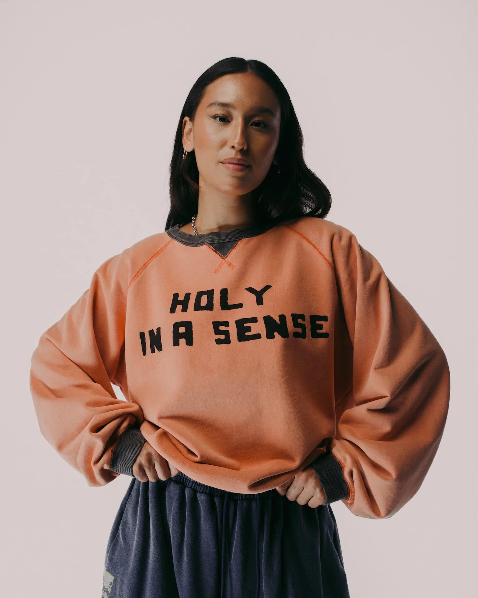 "HOLY IN A SENSE" 50'S RAGLAN CREWNECK - Image 3