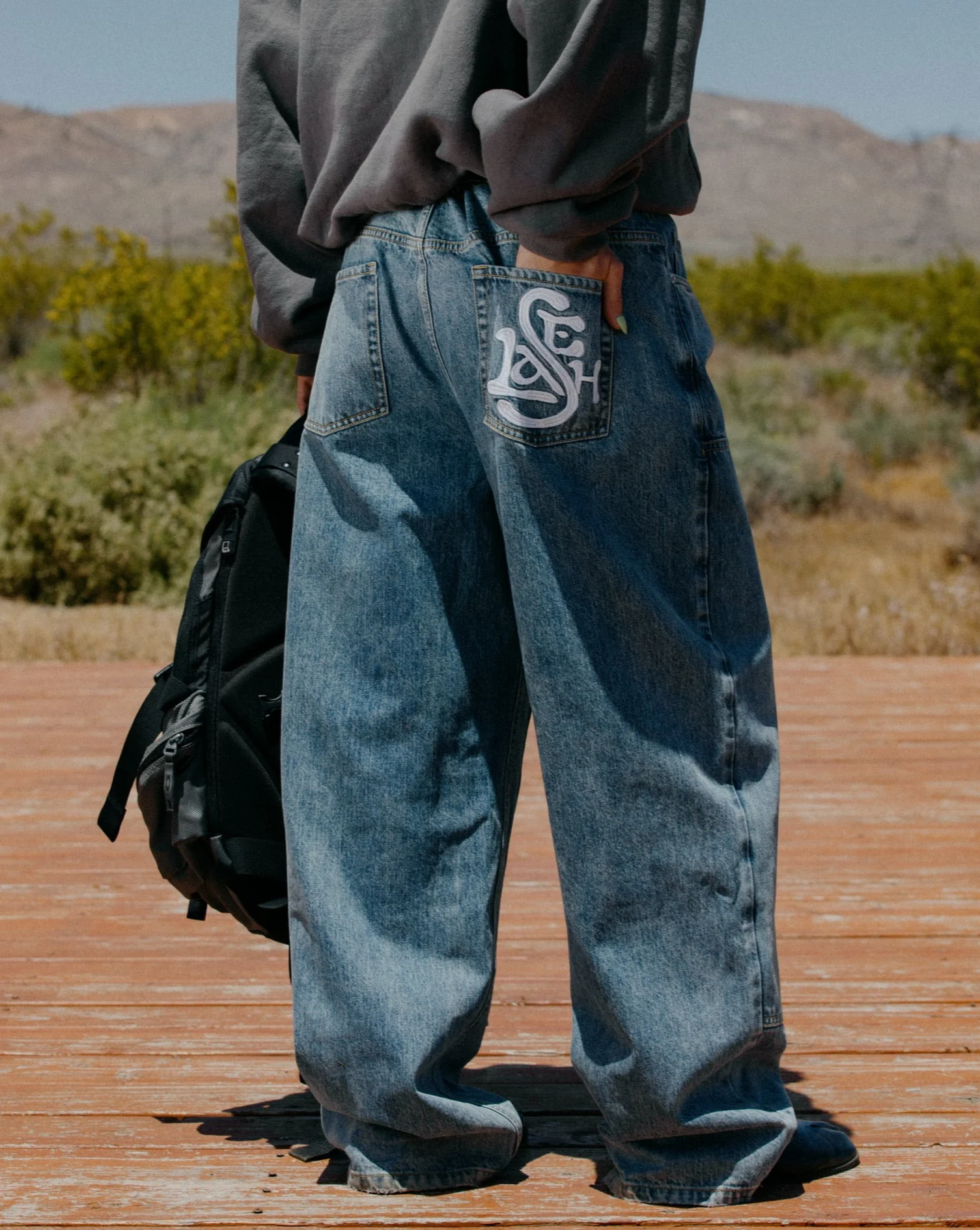 "LOGO" RELAXED DOUBLE-KNEE DENIM - Image 3