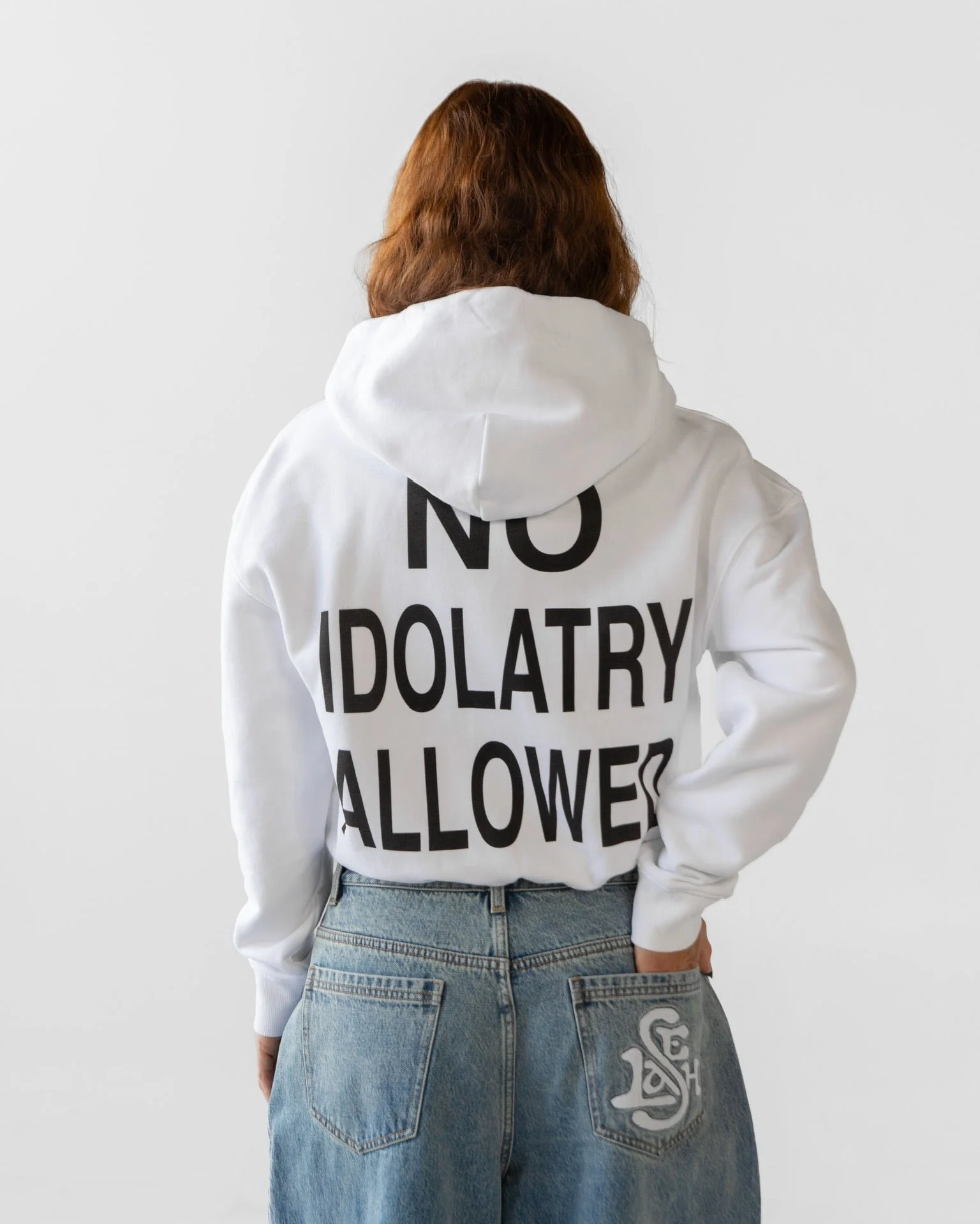 "NO IDOLS" CROPPED ZIP-UP HOODIE - Image 5