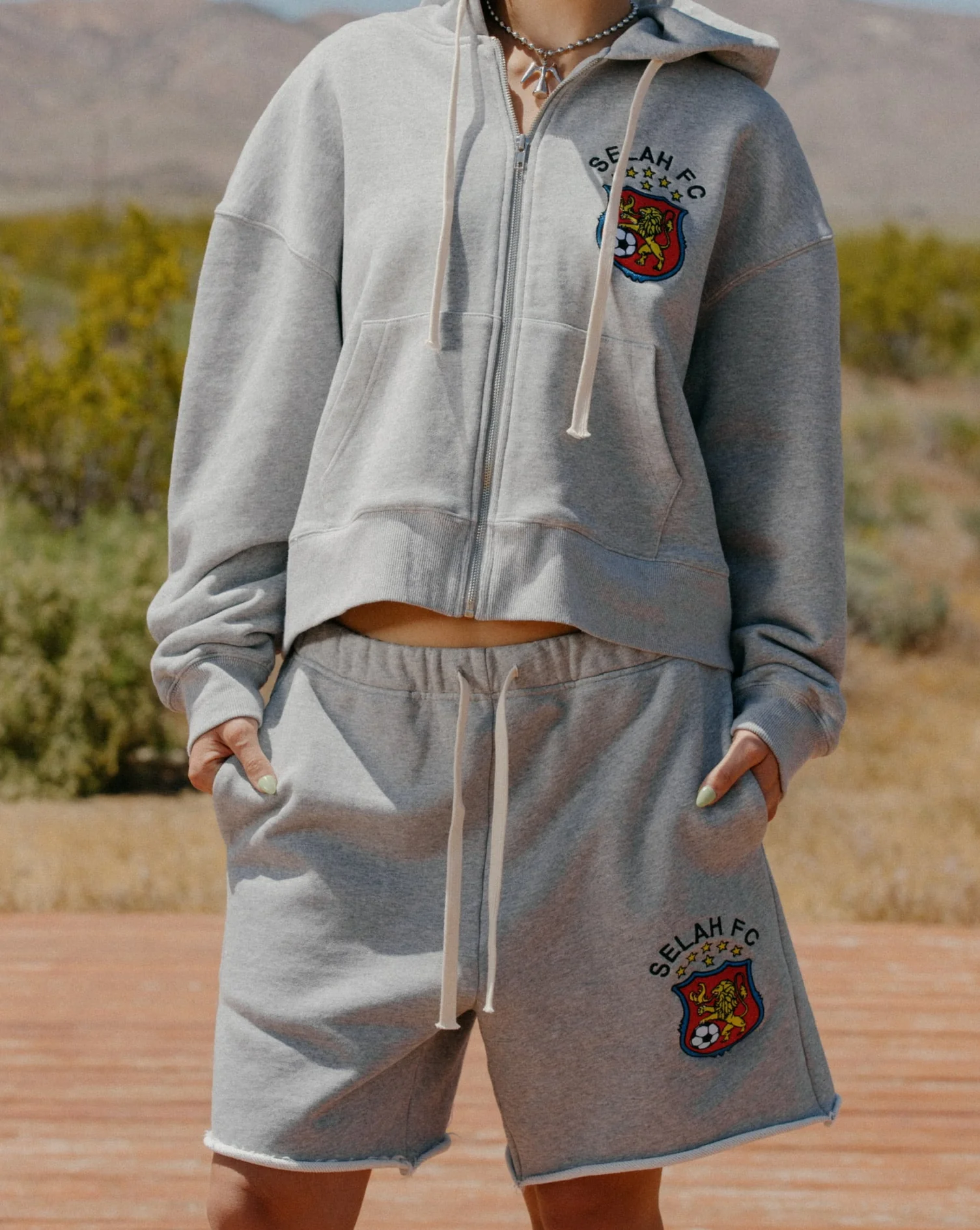 "SELAH FC" CUT OFF TERRY SHORTS - Image 3